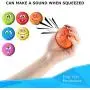 DERCLIVE Dog Rubber Squeaky Balls Funny Emoji Bouncy Chewing Squeaky Toy for Small Medium Pet Dog Cat（Colorful 6Pcs）