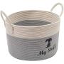 Brabtod Cotton Rope Dog Toy Box Large with Handle, Doggie Toy bin, Dog Toy Basket, Laundry Basket - Idea for organizing pet Toys, Blankets, leashes, Coats, Diapers