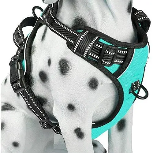 PoyPet No Pull Dog Harness, Reflective Vest Harness with 2 Leash Attachments and Easy Control Handle for Small Medium Large Dog