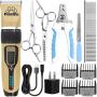 Pawsible Dog Clippers for Grooming - Dog Grooming Kit with Dog Hair Clippers, Dog Nail Clippers, Thinning & Straight Grooming Scissors - Cordless Dog Grooming Clippers with Battery Indicator