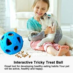 Dog Toy Balls, Interactive IQ Treat Ball Durable Dog Chew Toys Food Dispensing Toys, Non-toxic Tricky Treat Ball Food Dispenser Puzzle Toy, Tooth Cleaning Rubber Pet Ball for Small Medium Dogs Cats