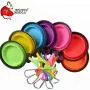 Visky Pet Travel Cup/Bowl Small Animal TPE Bowls Dog Cat Rabbit Collapsible & Portable Bowl With Carabiner-Orange