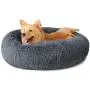 Dog Bed, Comfortable Round Donut Cuddler Pet Bed, Self-Warming Faux Fur Dog Cat Bed, Soft Plush Calming Bed for Small and Medium Dogs 30'' x 30'', Dark Grey Dog Bed, Comfortable Round Donut Cuddler Pet Bed, Self-Warming Faux Fur Dog Cat Bed, Soft Plush Calming Bed for Small and Medium Dogs 30'' x 30'', Dark Grey