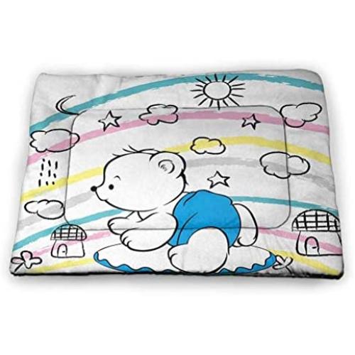 Nomorer Dog Beds Bear Super Soft Pet Cushion Abstract Silhouette with Artistic Swirls Color Splashes Fantasy Display Pale Pink Blue Purple