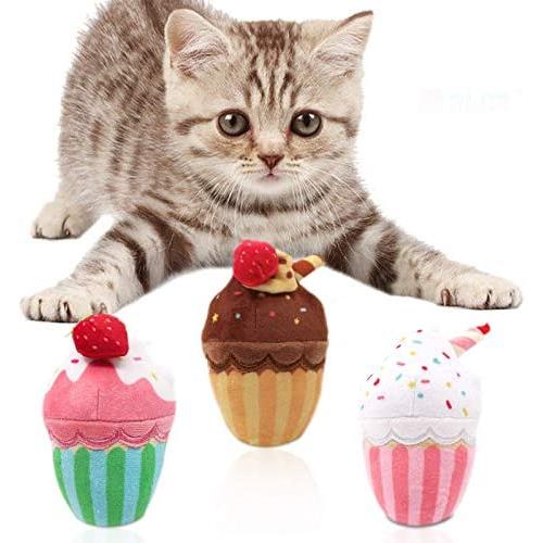 CiyvoLyeen 3 PCS Cupcake Catnip Toy Cupcake Cat Toys Cute Kitten Toys Interactive Toy Set Cat Chew Toys Pet Supplies Cat Chew Bite Supplies Gift for Cat Lovers