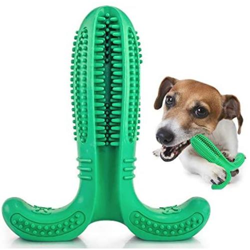 Dog Chew Toys, Dog Teeth Cleaning Toys, Dog Toothbrush Chew Toys, Natural Rubber Dental Toothbrush Toys, Puppy Brushing Stick Dental Oral Care for Pet, Toothbrush for Dog Puppies (Green)