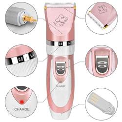 Pet Grooming Clippers, Kedda Rechargeable Cordless Dog Grooming Clippers Kit Low Noise Electric Hair Trimming Clippers Set For Small Medium Large Dogs Cats Other Animals (pink)