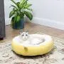 EDUJIN Cat Bed & Dog Bed, Calming Pup Dog Cat Bed for Small Medium Pet, Non-Slip Bottom, Machine Washable Round Warm Bed for Dogs with Fluffy Comfy Lining Plush Kennel(20'',24'')