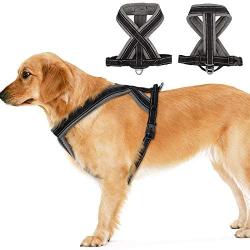 PENIVO Dog Harness for Large Dogs,No-Pull Mesh Vest Adjustable Chest Pet Reflective Harness for Medium Dogs Running and Walking Outdoor