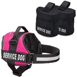 Industrial Puppy Service Dog Vest with Hook and Loop Straps and Detachable Backpacks - Harnesses in 7 Sizes from XXS to XXL - Service Dog Harness Features Reflective Patch and Comfortable Mesh Design