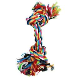 T-Pet Two Knots Braided Colorful Pet Dog Chew Tug Rope Bone Toy 10'' Long Medium
