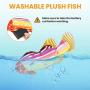 ZooZoo Tropical Fish Realistic Floppy Catnip Plush Cat Toy Built-In Sensor Touch Activate Auto Standby, Electronic USB Battery Wiggle Pet Simulation Happy Healthy Interactive Silvervine Washable Cover
