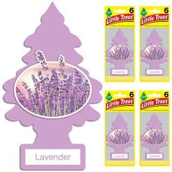 LITTLE TREES Car Air Freshener I Hanging Tree Provides Long Lasting Scent for Auto or Home I Lavender, 24 Count, (4) 6-Packs