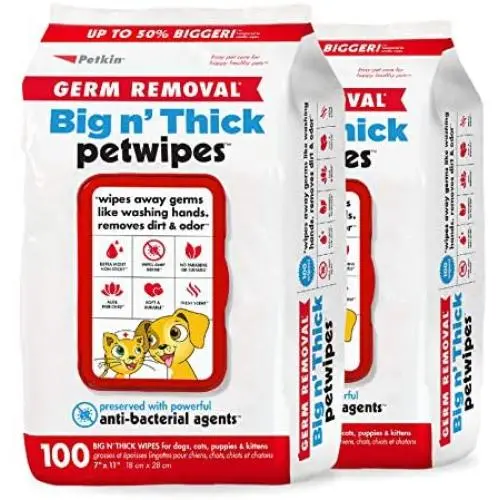 Petkin Pet Wipes – Big n Thick Extra Large Germ Removal Pet Wipes – Cleans Face, Ears, Body and Eye Area – Super Convenient, Ideal for Home or Travel- Wipes for Pets Petkin Pet Wipes – Big n Thick Extra Large Germ Removal Pet Wipes – Cleans Face, Ears, Body and Eye Area – Super Convenient, Ideal for Home or Travel- Wipes for Pets