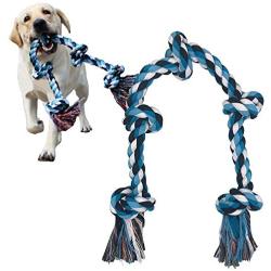 Dog Rope Toys for Aggressive Chewers,Dog Teeth Cleaning 5 Knots Durable 100% Cotton Rope for Medium Large Dog Chew Toys Tough Tug of War