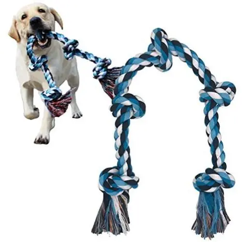 Dog Rope Toys for Aggressive Chewers,Dog Teeth Cleaning 5 Knots Durable 100% Cotton Rope for Medium Large Dog Chew Toys Tough Tug of War Dog Rope Toys for Aggressive Chewers,Dog Teeth Cleaning 5 Knots Durable 100% Cotton Rope for Medium Large Dog Chew Toys Tough Tug of War