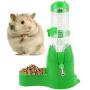 125ml/4oz Pet Drinking Bottle with Food Container Base Hanging Water Feeding Bottles Auto Dispenser for Hamsters Rats Small Animals Ferrets Rabbits Small Animals (125ML, Green)