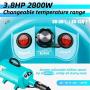 amzdeal Dog Dryer 2800W/3.8HP Stepless Adjustable Speed Pet Hair Grooming Blower, Home Use/Professional Pet Hair Force Blower Blaster with Heat System, Spring Hose, Blue