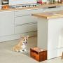 XCSOURCE Pet Bowls for Dog, Wooden Elevated Dog Bowl Pet Feeder Dog Feeding Station for Small Dogs with Storage Drawer for Dog Food Toys 2 Stainless Steel Bowls