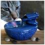 THMY Cat Water Fountain Ultra-Quiet Automatic Circulation Pet Drinking Fountain for Cats & Small Dogs Indoor Outdoor Use 1.0L (Color : Blue)