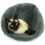 Kivikis Cat Bed, House, Cave, Nap Cocoon, Igloo, 100% Handmade from Sheep Wool (XL 17-26 pounds cat, Dark Gray)