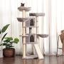 Hey-bro Extra Large Multi-Level Cat Tree Condo Furniture with Sisal-Covered Scratching Posts, 2 Bigger Plush Condos, 2 Perch Hammock, Scratching Posts Smoky Gray MPJ031G