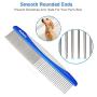 Cafhelp Dog Comb, Cat Comb with Rounded and Smooth Ends Stainless Steel Teeth and Non-Slip Grip Handle, Professional Dog Grooming Tools for Removes Tangles and Knots, Pet Comb for Dogs