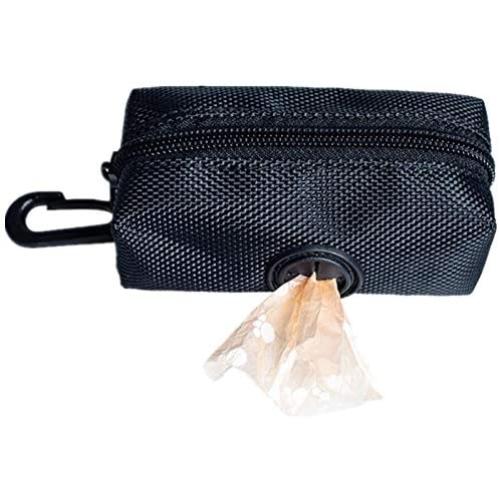 YIMUMU Dog Poop Bag Dispenser for Leash Attachment Waste Bag Holder Pet Garbage Bag Carrier Case with Key Carabiner Clip for Outdoors Waiking Running & Hiking, Black