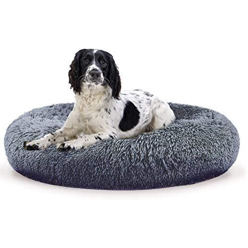 jincheng Calming Dog Bed Cat Bed Donut, Faux Fur Pet Bed Self-Warming Donut Cuddler, Comfortable Round Plush Dog Beds for Large Medium Small Dogs and Cats (24''/32''/40'')