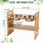 Pet Raised Bowls for Dogs and Cats, Draw Design Adjustable Bamboo Elevated Feeder Stand with 2 Stainless Steel Food and Water Bowls Pet Raised Bowls for Dogs and Cats, Draw Design Adjustable Bamboo Elevated Feeder Stand with 2 Stainless Steel Food and Water Bowls
