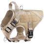 WINSEE Tactical Dog Harness and Collar Large, 3X Metal Buckles, Working Dog MOLLE Vest with Handle & Loop Panels, No Pull Adjustable Training Pet Harness with Leash Clips for Walking Hiking Hunting