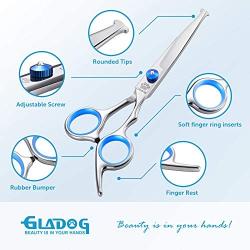 GLADOG Professional Grooming Scissors for Dogs with Safety Round Tips, 4 in 1 Dog Grooming Scissors Set, Sharp and Durable Pet Grooming Shears for Dogs and Cats