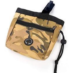 Dog Treat Pouch for Training Camo Color Indoor Dog Treat Bags Pet Training Waist Pouch With Belt Clip And Earphone Hole Drawstring Style Pet Training Bag Easily Carries Pet Toys, Kibble, Treats