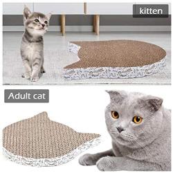 laamei Corrugated Cat Scratcher, Durable Cat Scratching Pad Kitty Shape Reversible Cat Couch Scratcher for Furniture Protector, Gift for Cat Lover