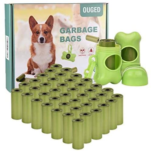 OUGED Dog Poop Bag, Pet Dog Waste Bags 630-counts 42 Refill Rolls with 2 Dispensers & Leash Clip Easy Tear-Off Poo Pickup Bags Pooper Scooper Leak-Off Pet Supplies