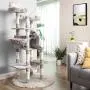 FEANDREA Cat Tree, Large Cat Tower, 64.6 Inches, Cat Activity Center with Hammock, Basket, Removable Fur Ball Sticks, Cat Condo
