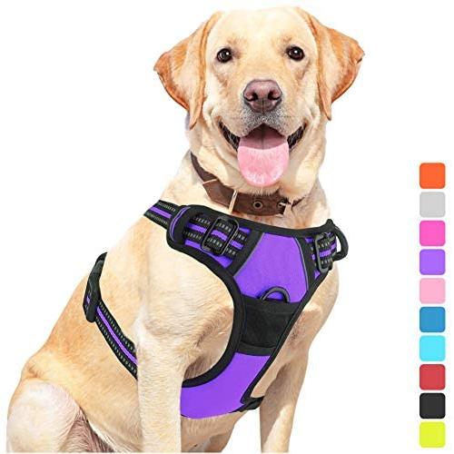 Vovodog Dog Harness No-Pull Pet Harness, Adjustable Outdoor Walking Pet Reflective Oxford Soft Vest with 2 Metal Rings and Handle Easy Control for Small Medium Large Dogs…