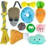 SCHITEC Squeaky Dog Toy Set, [10 Pack] Latex Squeak Toys & Stuffed Plush Squeaker Toys & Rope Chew Toys for Puppy Small Pet Dogs Interactive Fetch Teething