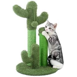PAWZ Road Cat Scratching Post Cactus Cat Scratcher Featuring with 3 Scratching Poles and Dangling Ball