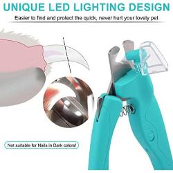 Dog Nail Clippers for Dogs Cats, Pet Nail Trimmer with LED Light to Avoid Over-Cutting Nails, Safe Professional Grooming Tools with USB Rechargeable, Built-in Nail File, Lock Switch