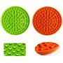 Tysons Pet Treats 2pcs Dog Lick Mat, Bath & Grooming Slow Feeders, Distraction Device, Powerful Suction Cups on The Back, Training-Just Add Peanut Butter (Green & Orange)