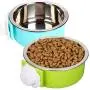ZYYRT Crate Dog Bowl Set Removable Stainless Steel Hanging Cat Cage Bowl Food & Water Feeder Coop Cups for Puppy, Birds, Rats, Guinea Pigs (2 Pack, Blue and Green) ZYYRT Crate Dog Bowl Set Removable Stainless Steel Hanging Cat Cage Bowl Food & Water Feeder Coop Cups for Puppy, Birds, Rats, Guinea Pigs (2 Pack, Blue and Green)