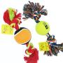 J.Y 12 Pet Cotton Rope with Tennis Balls Tough Dog Toys for Aggressive Chewers,Tug and Fetch for Small and Medium Dogs Pack of 2