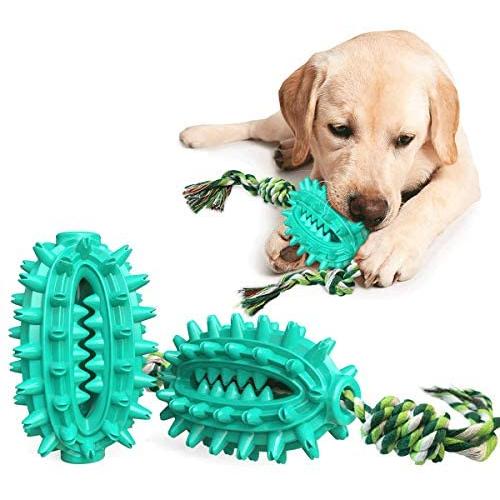 Barley Ears Dog Toothbrush, Cactus Shaped Dog Chew Toys with Natural Cotton Rope, Durable Rubber Puppy Teeth Cleaning Chew Toys for Small Medium and Large Dogs