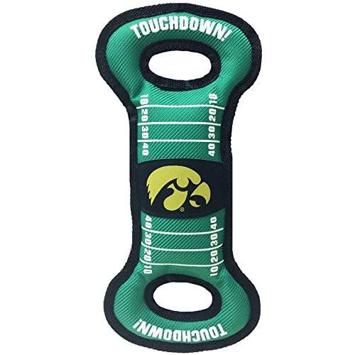 Pets First NCAA Football Field Dog Toy with Squeaker. - Iowa Hawkeyes - for Tug, Toss, and Fetch. - Tough & Durable PET Toy