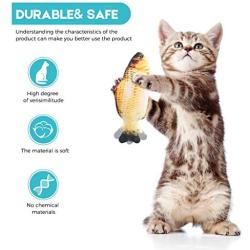 Growom Electric Fish Cat Toy, Funny Interactive Pets Pillow Chew Bite Kick Supplies Catnip Toys Perfect for Cat/Kitty/Kitten Fish Flop Lifetime Replacement Guarantee