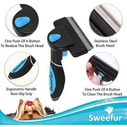 Sweefur Professional Pet Hair Removal Brush for Dogs and Cats- Grooming Deshedding Tool for Small, Medium and Large Pets- Slicker Brush for Removing Undercoat, Mats and Tangled Hair