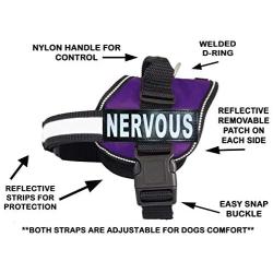 Nervous Nylon Service Dog Vest Harness. Purchase Comes with 2 Reflective Nervous Removable Patches. Please Measure Your Dog Before Ordering