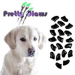 Pretty Claws 60 Piece Soft Nail Caps with Adhesive for Dog Paws - Jet Black