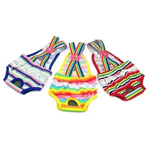 Alfie Pet - Alysia Diaper Dog Sanitary Pantie with Suspender 3-Piece Set for Girl Dogs - Size: Large